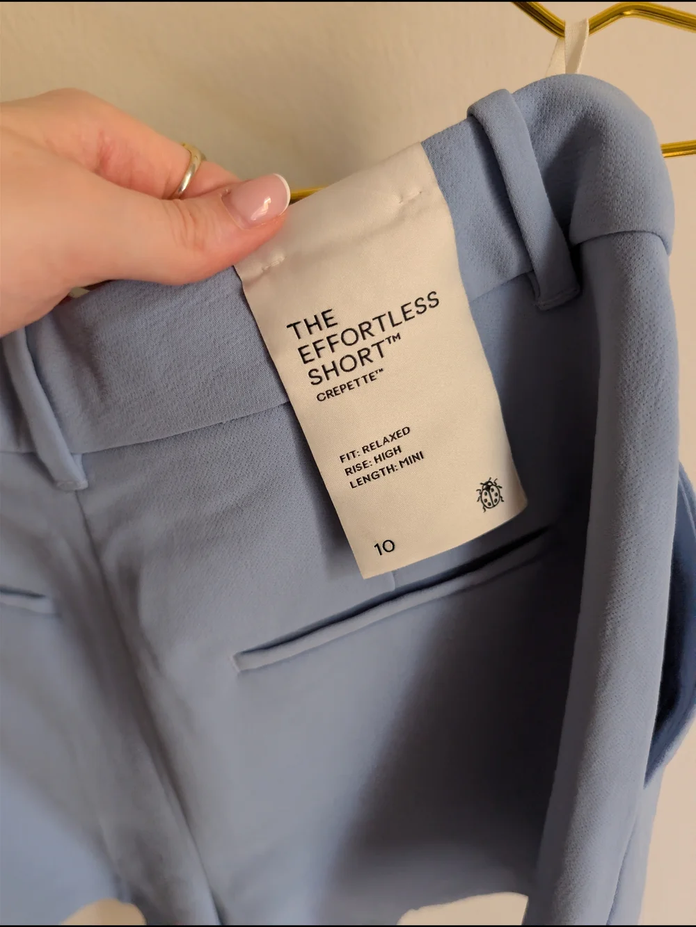 Aritzia Effortless Light Ripple Blue Pleated High-Waist Mini Crepette Shorts - Picture 5 of 7